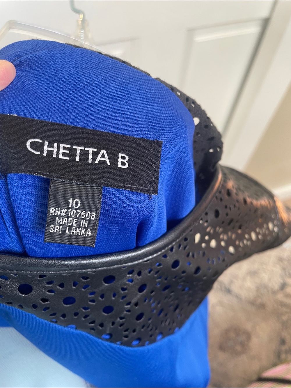 Chetta B Royal Blue Midi Dress with Black Lace Yoke - Picture 3 of 3